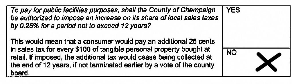BuildPrograms's tweet photo. Champaign County Board Member Matt Hiser (District 8) opposes the county's sales tax referendum. https://t.co/wXzRHxaZLe