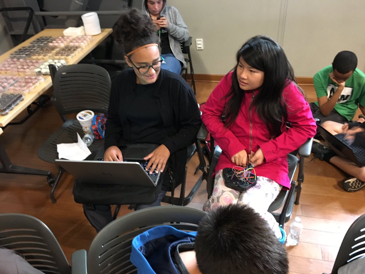 Teams at <a href="/codeforhood/">Code For Hood</a> here in West Sac scurrying to finish their hackathon projects. Presentation &amp; judging about to begin! #YouthMakers