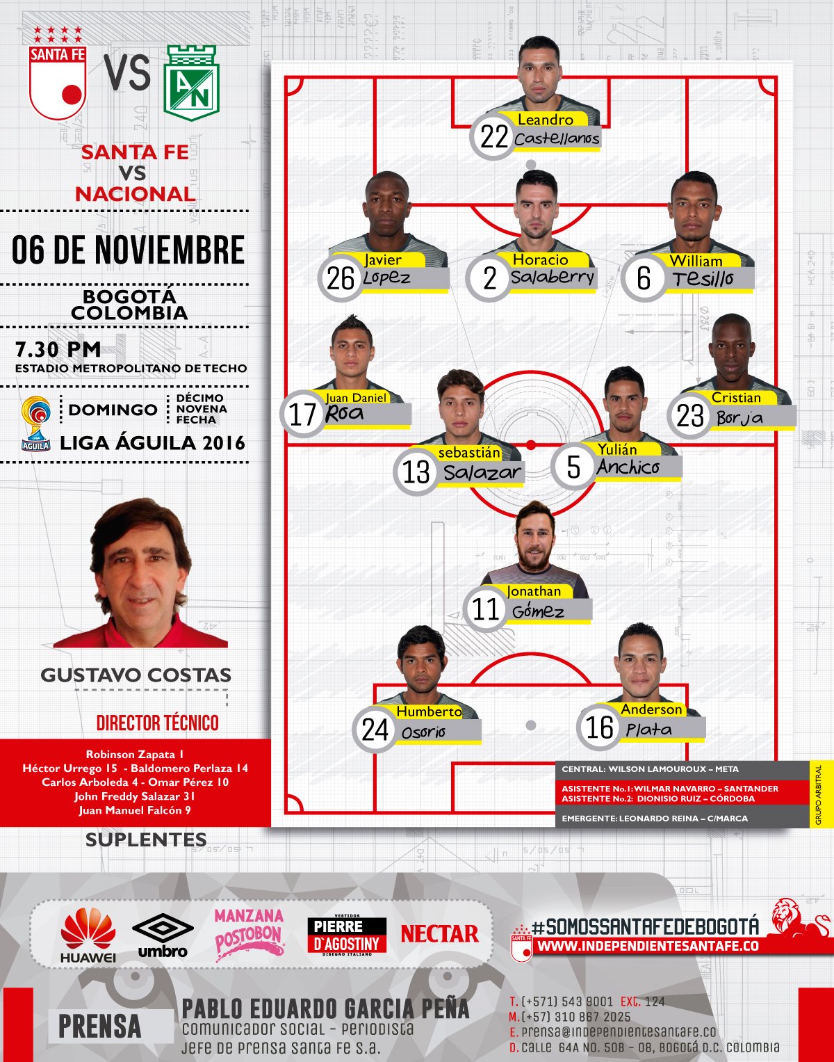 Independiente Santa Fe on Twitter "Nómina cardenal para enfrentar
