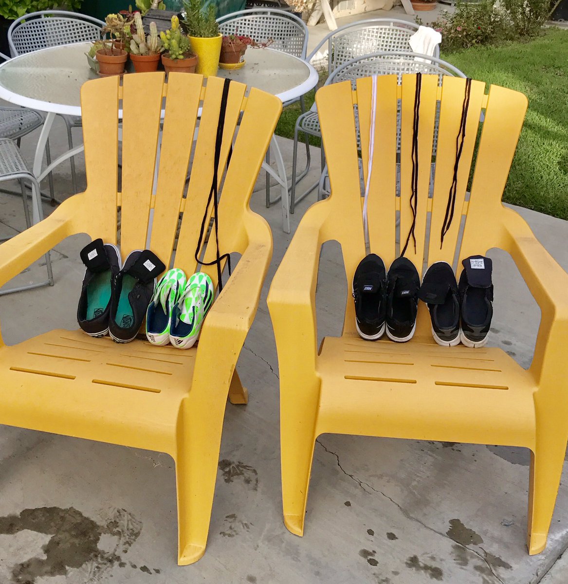 Good weather for washing shoes.