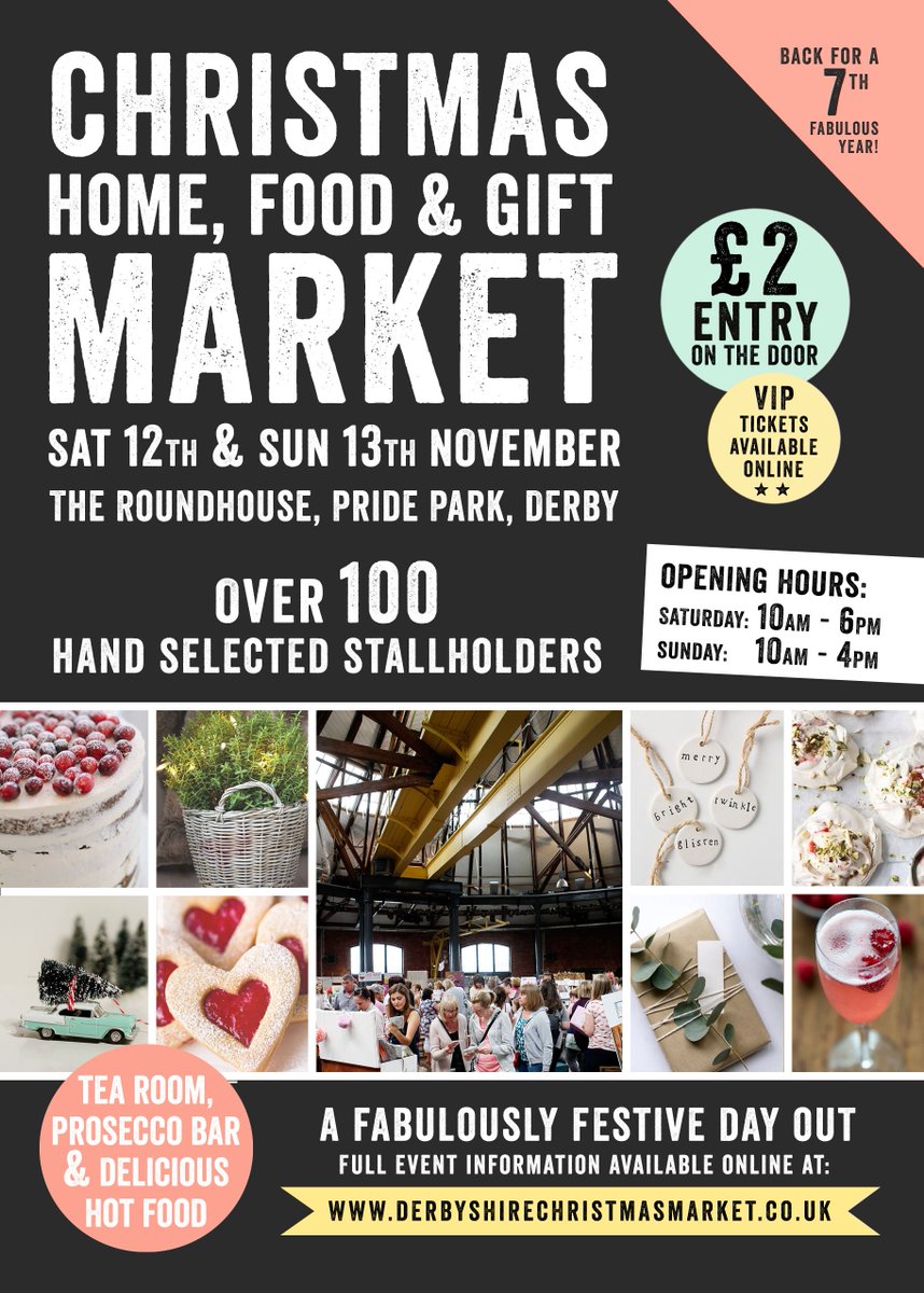 Deb_FabPlaces's tweet photo. ** THIS WEEKEND **  Christmas Home, Food &amp; Gift Market @RoundhouseDerby   https://t.co/SChW3VA5EI 
#derbyshire #christmas #market https://t.co/6oL1WF9ItO