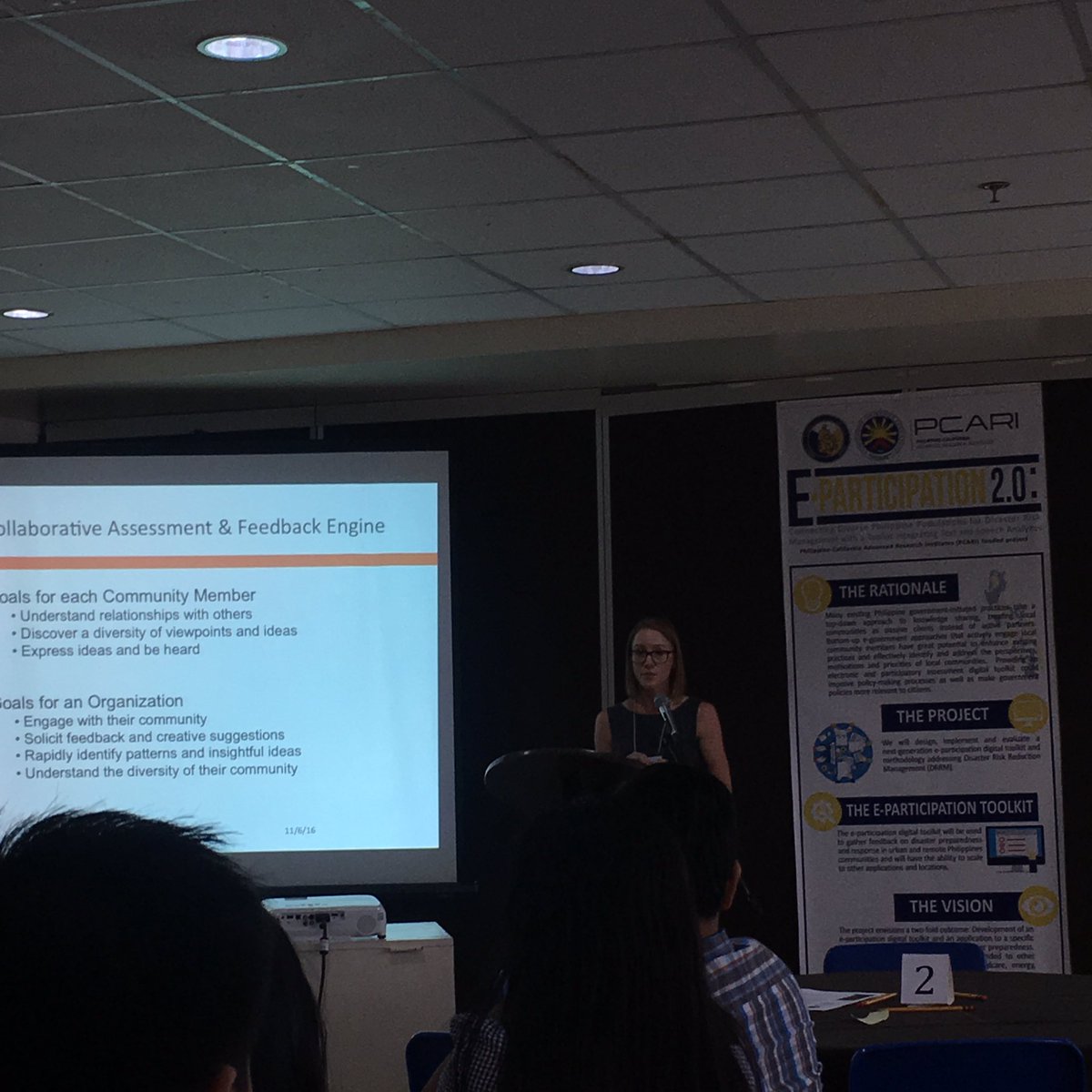 lor_faeldon's tweet photo. Dr. Brandie Nonnecke @BNonnecke on the Development Collaborative Assessment & Feedback Engine (CAFE) component of Malasakit project #PCARI https://t.co/7SblxVwRo6