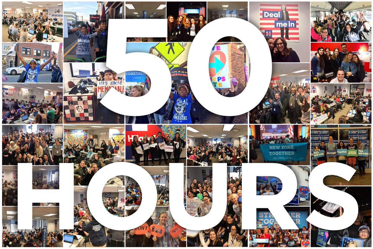 HillaryHQVols's tweet photo. The last 50 days have been incredible but now we have 50 HOURS LEFT UNTIL THE LAST POLLS SHUT ON E-DAY! #LetsDoThis #FightingForHer #HQvols https://t.co/1VxNEMDseO