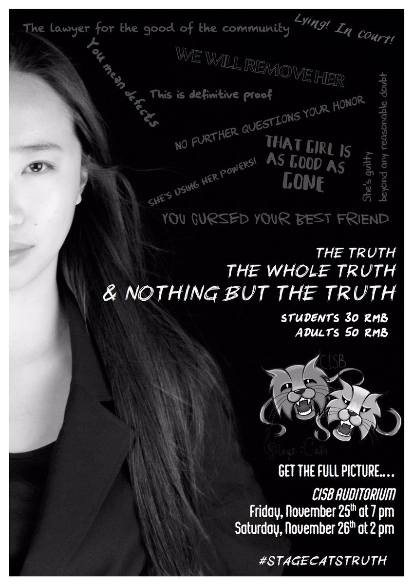 patcon1's tweet photo. Why is Paris Hale so fired up? Get the full picture; find out the TRUTH on Nov 25 and 26 at #myCISB #StageCatsTruth #CISBstagecats #theatre https://t.co/Qt0V4aIiik