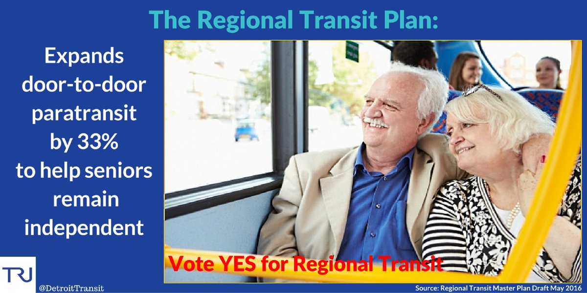 Vote @YesforTransit to help seniors and ppl with disability be independent, even if they cannot drive.
#TransitMatters
<a href="/RTAmichigan/">RTA of Southeast MI</a>