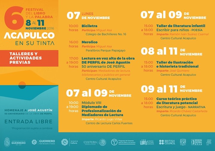 revistasociedad's tweet photo. #Acapulco #SociedadAcapulco 
@SecuGro  Lunes 7 de noviembre inicia el 6to Festival del Libro y La Palabra "Acapulco en su Tinta". https://t.co/FnmfEaWHqH