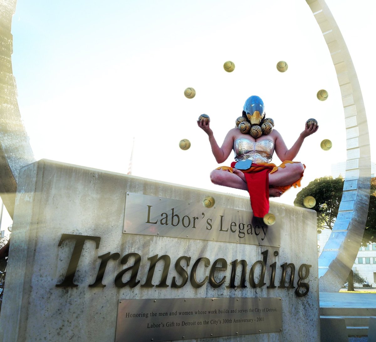 MadameBbath's tweet photo. A friend edited my photo to make it look like I'm ulting and floating <3 #zenyatta #Overwatch #blizzard #cosplay https://t.co/ew3TZgvI1X