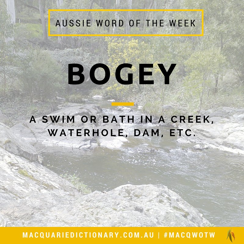 MacqDictionary's tweet photo. Our #AussieWord #wordoftheweek is #bogey. What summer would be complete with one? https://t.co/UR51tGPag6 https://t.co/eWMlY4QLOz