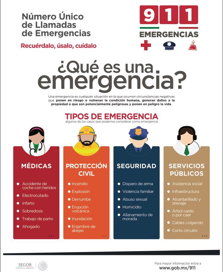 SEGOB_mx's tweet photo. ¿Qué es una emergencia? #911Emergencias Recuérdalo, úsalo cuando lo necesites. https://t.co/hbgRfU6HiV https://t.co/nxfOnbpIp3