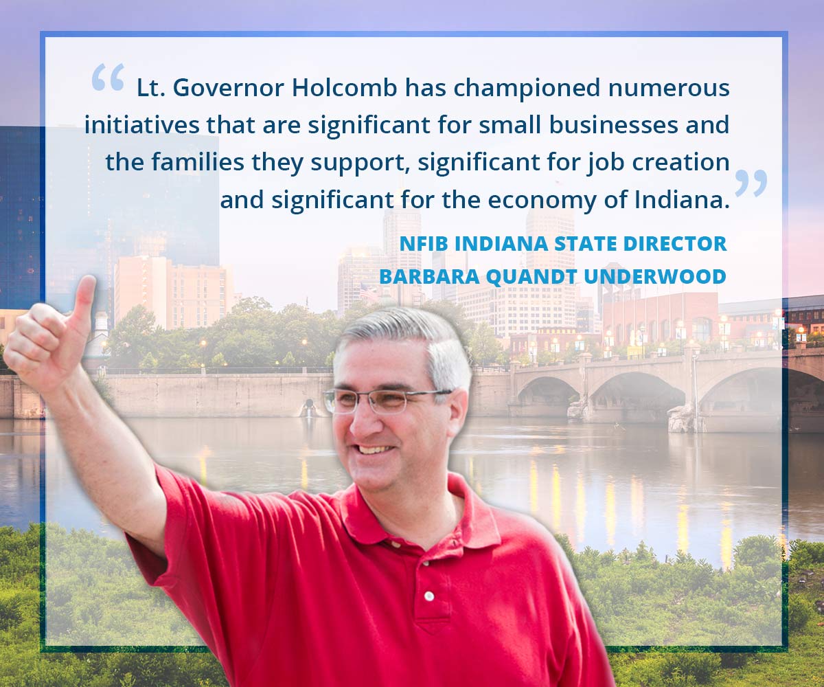 As governor, I will champion initiatives that support small business &amp; further boost Indiana's economy. Proud to have the <a href="/NFIB/">NFIB</a>'s support.