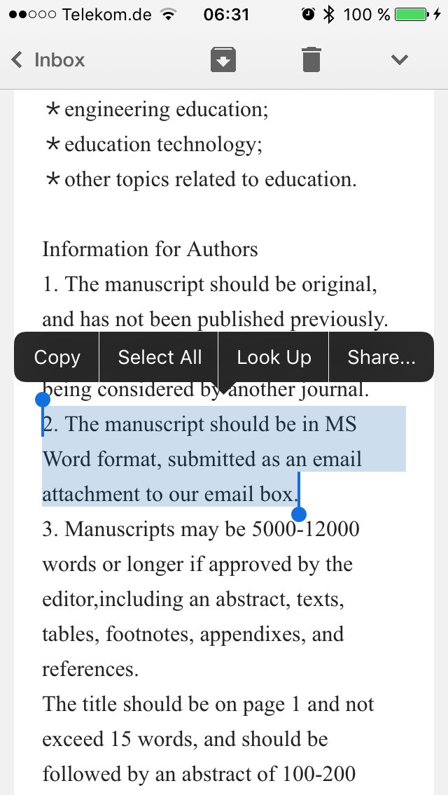 markusvoelter's tweet image. Ok, yes, Manuscript Central and the like are a PITA, but submission via email in MS-Word format? Really? #fakeJournal #publishingIsBroken