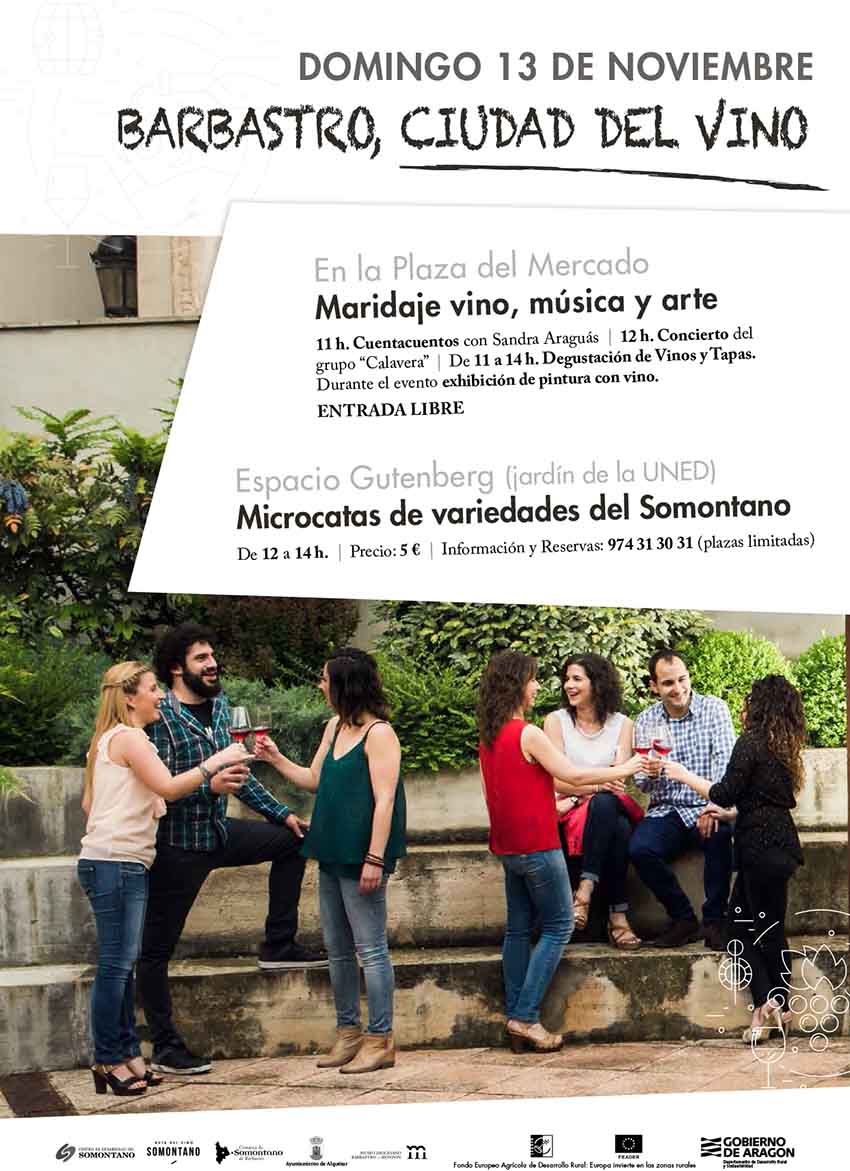 RVSomontano's tweet photo. Este domingo celebramos el Día Europeo del #Enoturismo #CatandoSomontano  Vino, música y arte en #Barbastro ¡No te lo pierdas! #Somontano https://t.co/zNcFQAMRBr