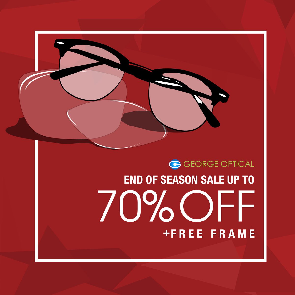 George_Optical's tweet photo. We are having an end of season sale up to 70% off (on selected items) + you can get a free frame too! Promo lasts until December 31, 2016. https://t.co/h44LXavO2E