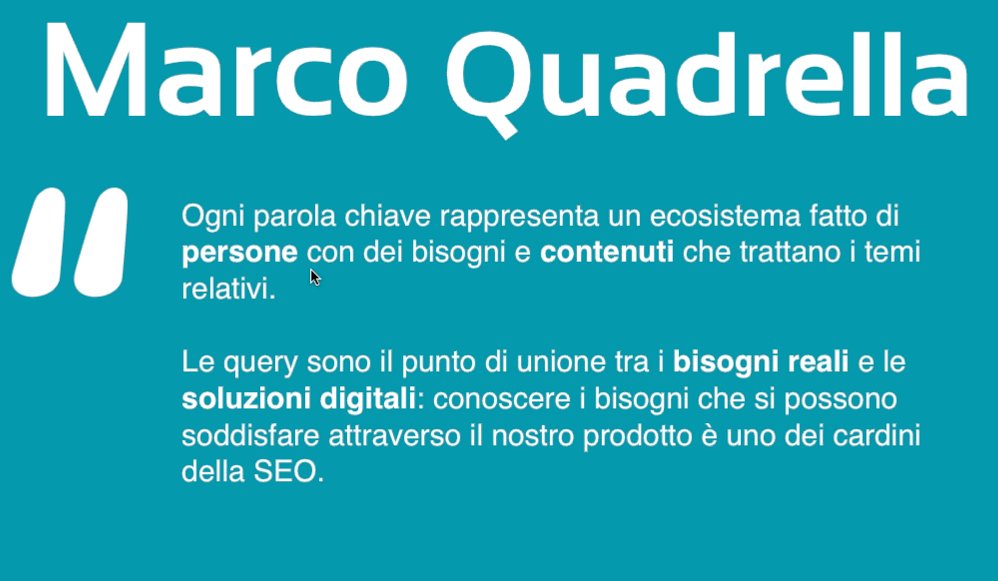 Bell’avvio di <a href="/giorgiotave/">Giorgio Taverniti</a> su #7formazione dedicato alla #SEO. Ecco la frase di Marco Quadrella che riassume l'approccio che ho sempre amato