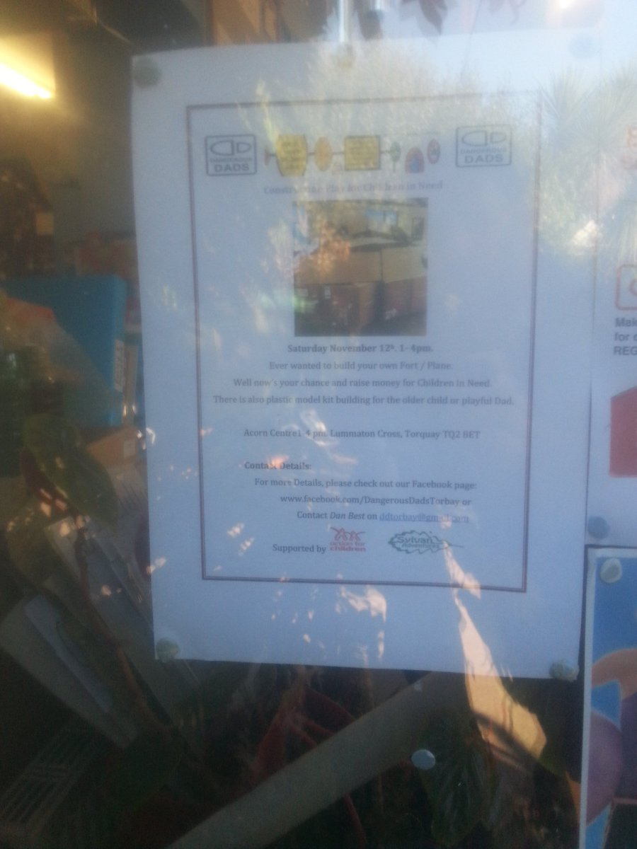 Just seen the poster for our event on saturday in #SouthernwoodNursery window. Thanks for the support. <a href="/BoostTorbay/">Boost Torbay</a>