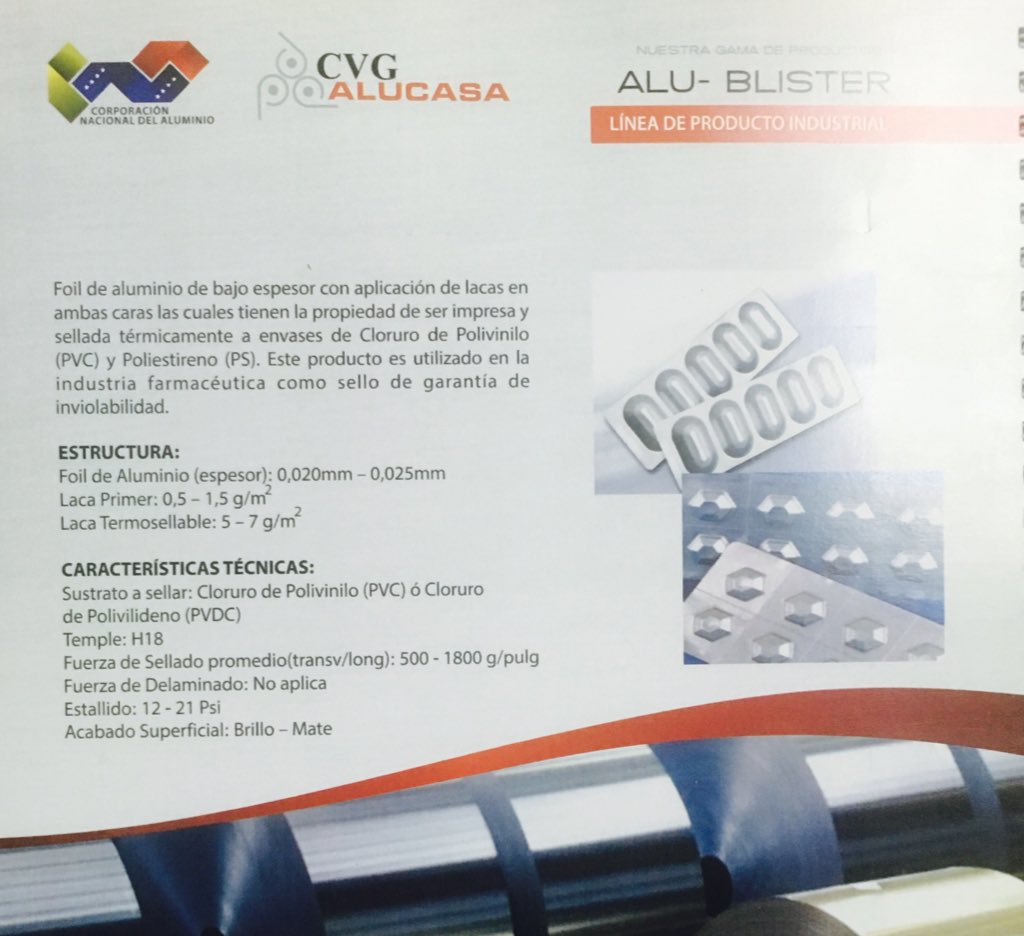 alucasaven_CVG's tweet image. #Producimos El Alu-Blister un folio de bajo espesor 0.0020mm  con aplicación de lacas,utilizado por la industria farmacéutica