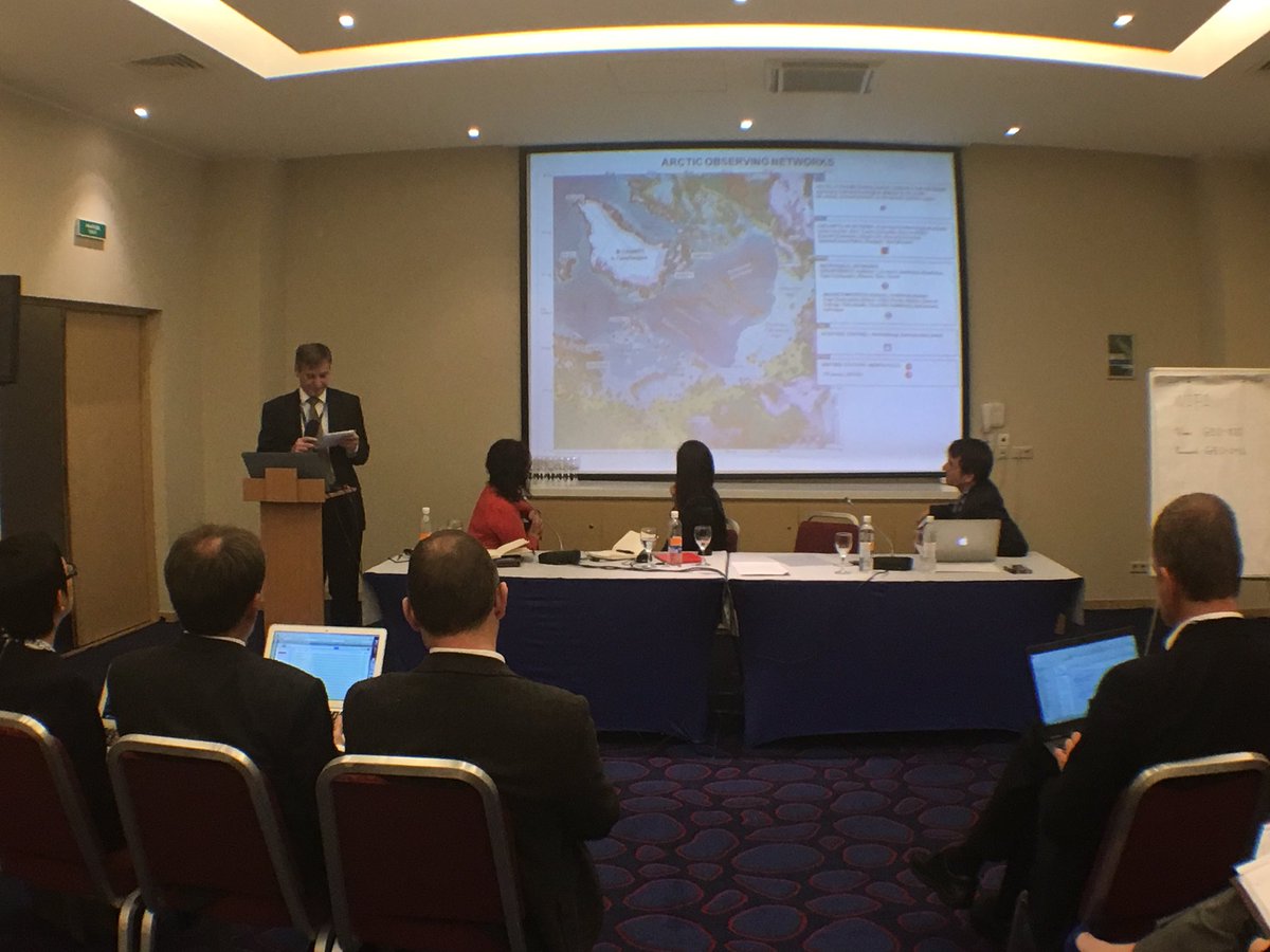 GEOSecretariat's tweet photo. Sharing hydrological and oceanographical data and info. 68 Russian manned stations on land and sea in #Arctic #SAON #GEOCRI #GEOweek16 https://t.co/hETwgPgYPM