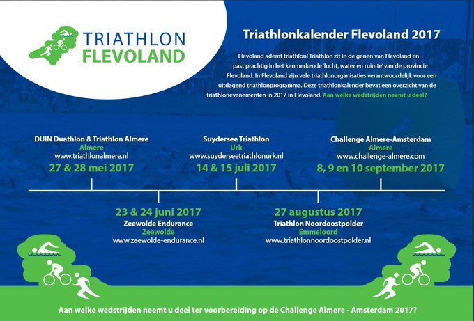 Flevoland = Triathlon! Noteer de data alvast!