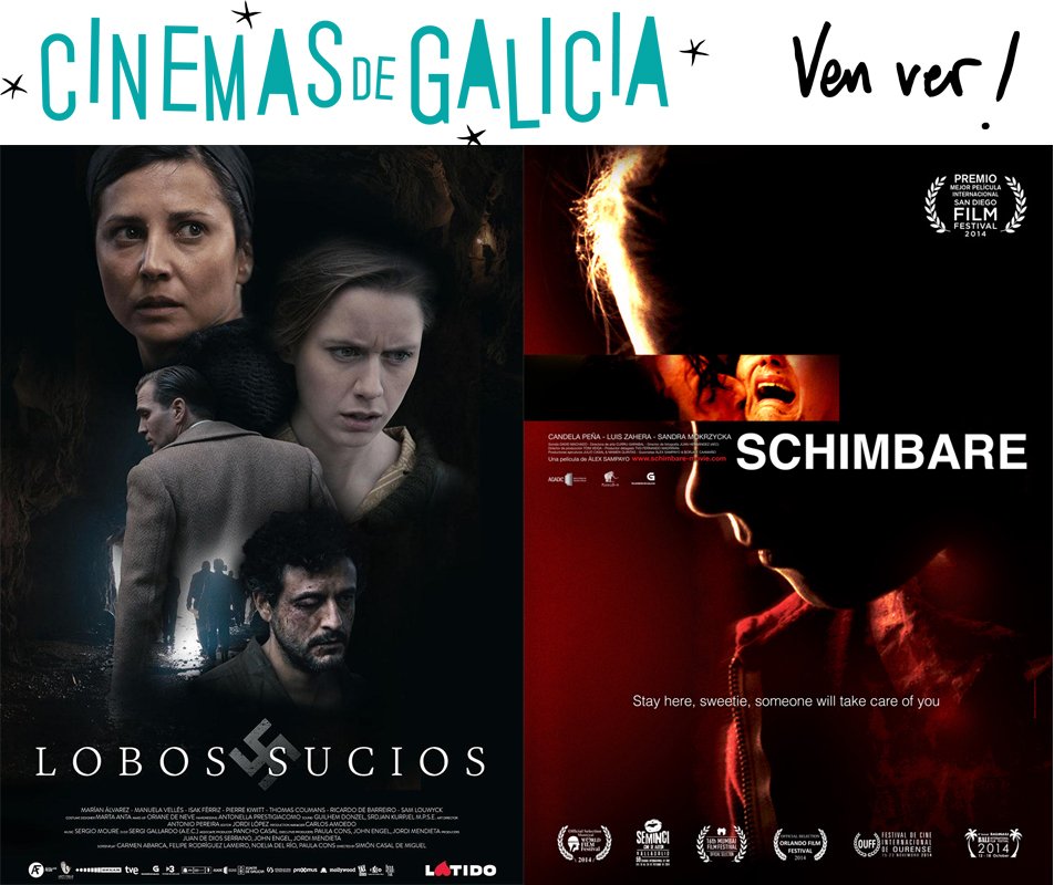 CinemasGalicia's tweet photo. O vindeiro sábado, ven ver #cinemagalego de ficción:
- LOBOS SUCIOS en Celanova (Auditorio, 20h).
- SCHIMBARE en Cariño (Auditorio, 19:30h). https://t.co/QpaKe3PwYD