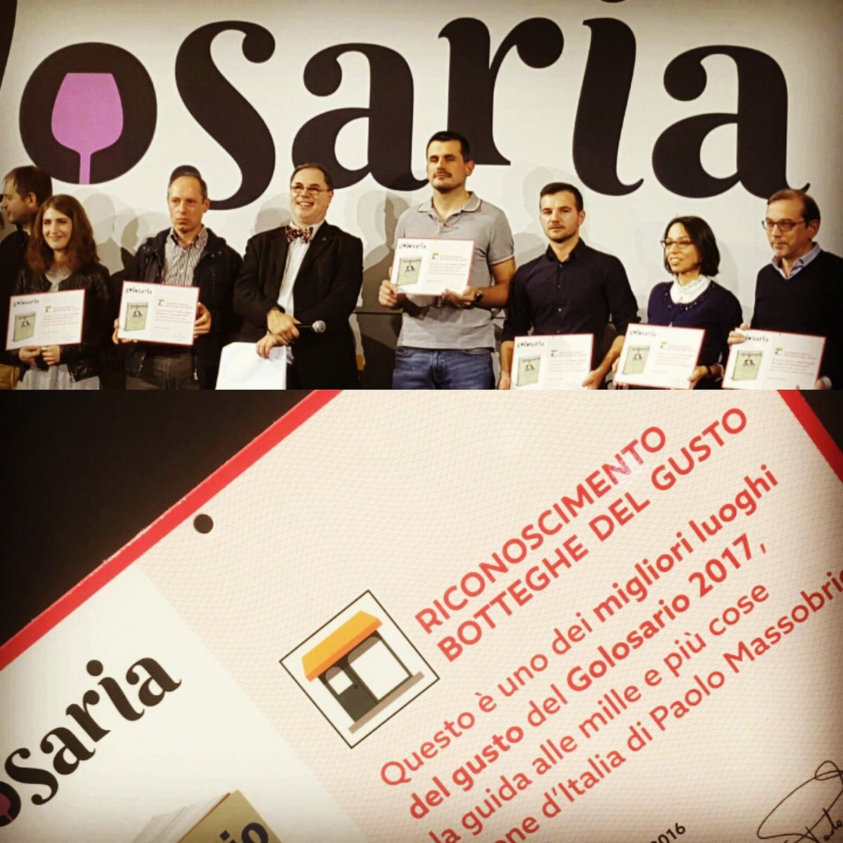 Reduci da #GolosariaMilano dove abbiamo ricevuto il riconoscimento Botteghe del Gusto, grazie da parte di tutti noi a <a href="/Massolon/">Paolo Massobrio</a> #gelato