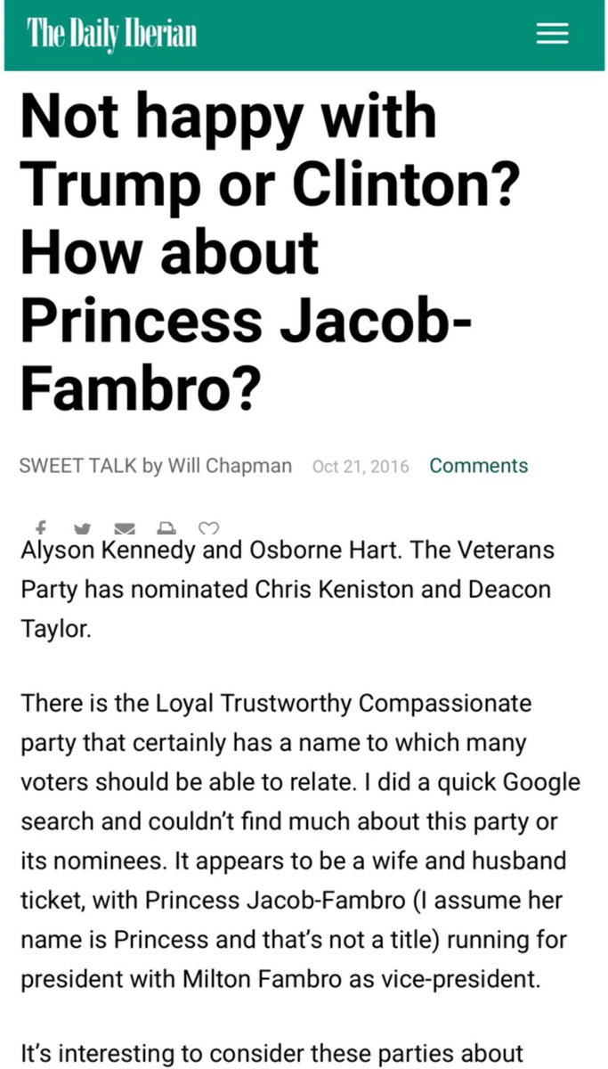 SlaveryEnds2028's tweet photo. Not happy with Trump or Clinton? How about Princess Jacob-Fambro? #PrincessForPresident2016 #BlackLivesMatter #HillaryClinton #DonaldTrump https://t.co/j7nV5ko98y