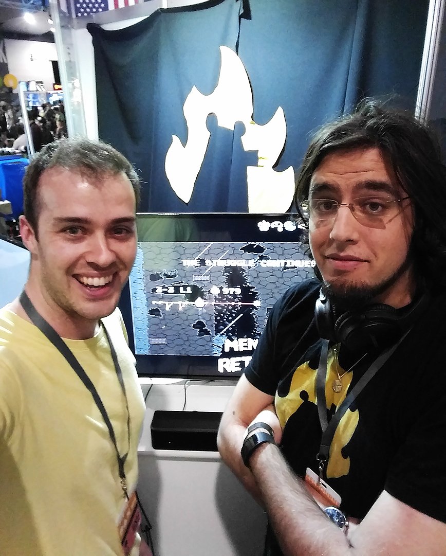 #paxaus with the one and only <a href="/tha_rami/">Rami Ismail / رامي</a>, looped #nuclearthrone in front of the boss himself and a wild crowd. What a rush and what a game!