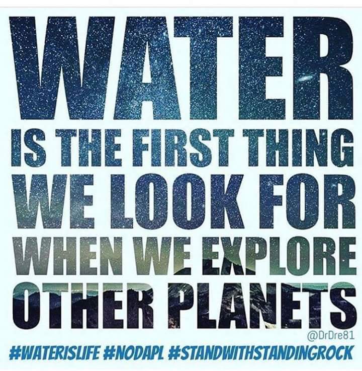 relombardo3's tweet photo. Water Is The First Thing We Look For When We Explore Other Planets.🌠✨❇
#WaterIsLife #NoDAPL #StandStrongWithStandingRock 🌲🐻🐾🎆🐺🐟🌎 https://t.co/LvIyWaFc0x