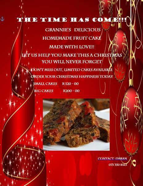 DaranJefthas's tweet photo. 20 Nov is the last day to order fruit cake Pick can be in Kuilsriver or Franscchoek https://t.co/hgwIrvtI0e