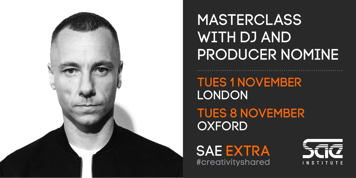 SAEinstituteUK's tweet photo. Have you booked your ticket for the SAE Masterclass with international DJ and Producer @NomineSound? Book now https://t.co/VmJWw6IFHD #DJ https://t.co/EXWo4UcFGL