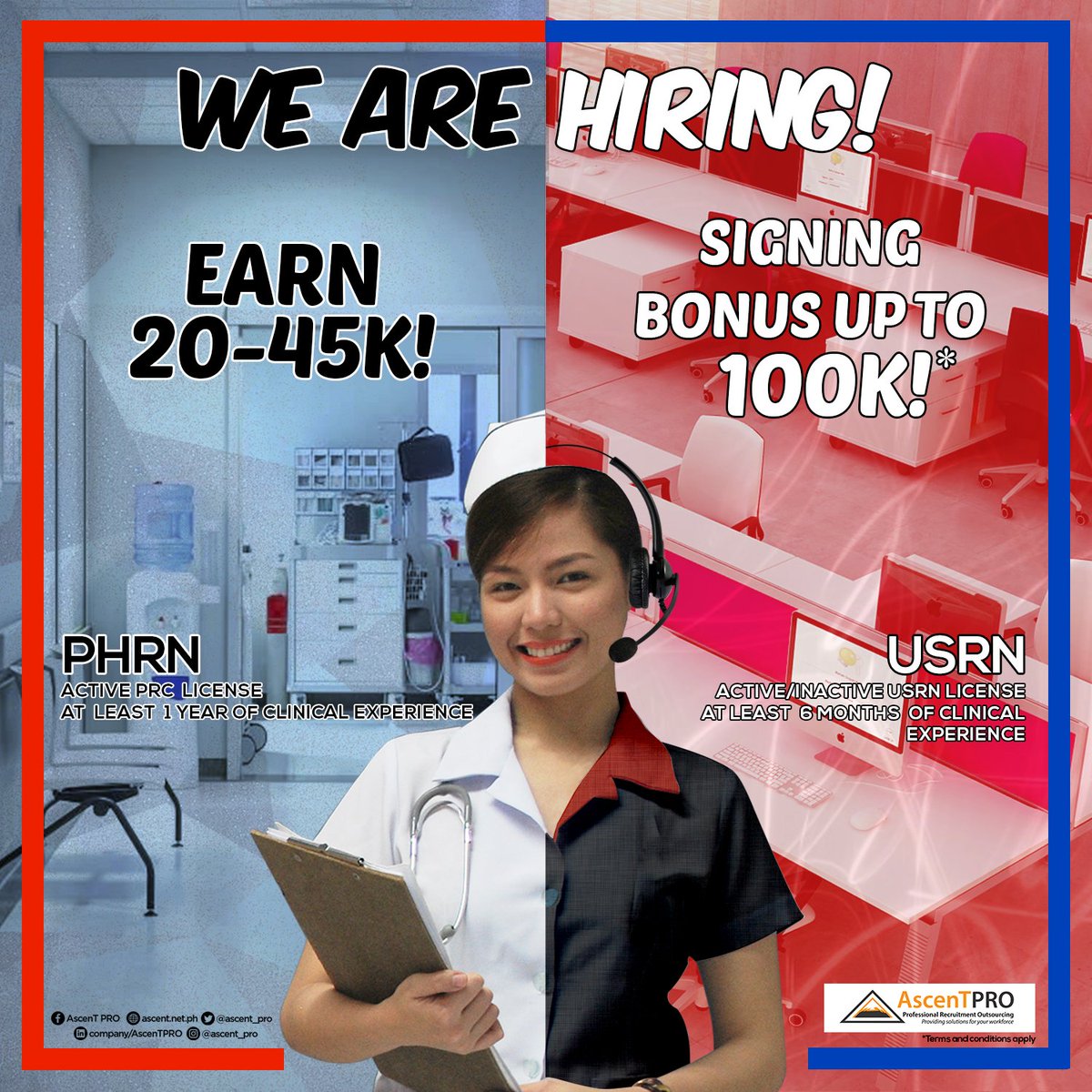 ascent_pro's tweet photo. THE BPO NURSE!
You are forging TWO WORLDS INTO ONE!
APPLY NOW:
https://t.co/Lffny7CW8u
#jobsph
#nursingjobs
#bponurse
#bpoph
#nursesph
#usrn https://t.co/w87zj1sXuh