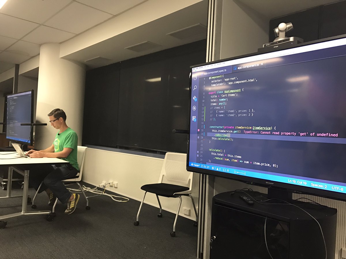 ReganWebrec's tweet photo. Great presentation on Unit testing with Angular 2 @dunchunter @BrisJS https://t.co/fynnrqGwoJ