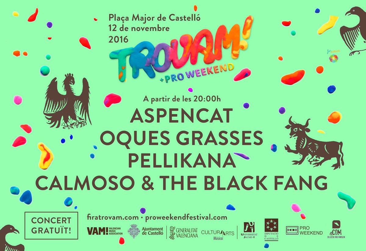 Pro21cultural's tweet photo. Aquest cap de setmana Castelló de la Plana es transforma en la capital de la nostra música! https://t.co/qE09ni9MId