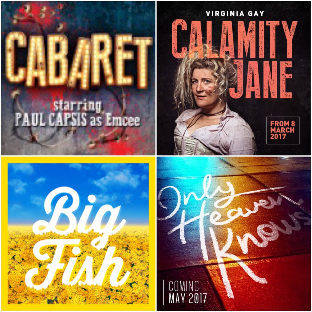hayestheatre's tweet photo. Our line up for 2017 #cometothecabaret #calam #bigfishau #onlyheavenknows https://t.co/QkIVbRMGPJ