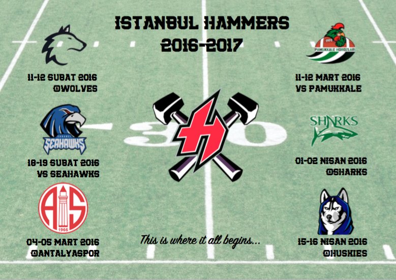 2016 - 2017 Pro Lig fikstürümüz açıklandı! Tüm rakiplerimizin kazasız, sakatlıksız ve başarılı bir sezon geçirmelerini diliyoruz. GO HAMMERS