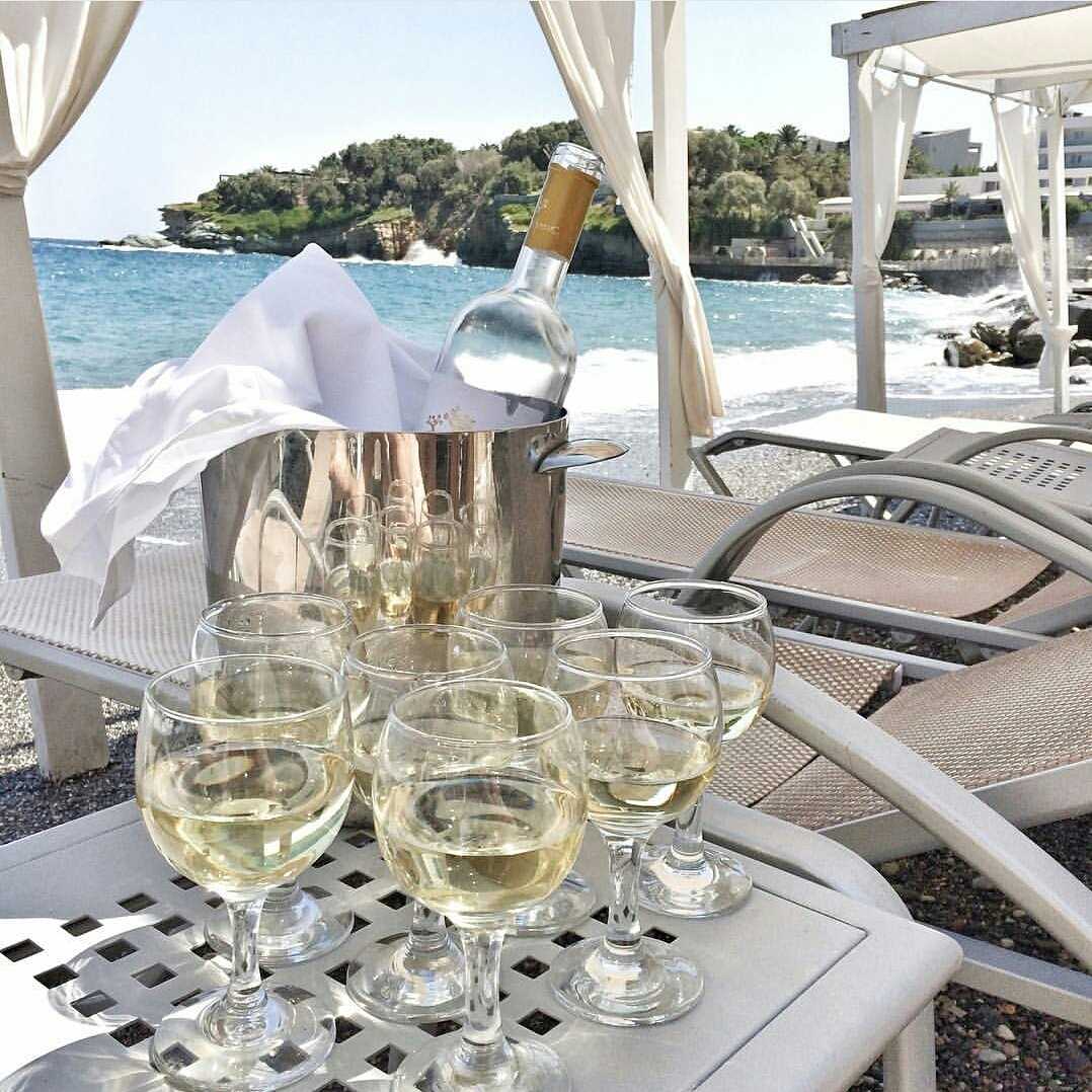 Would you like to share a glass of your favourite white wine with your beloved ones in your private gazebo? #OutoftheBlue #Crete #Travel