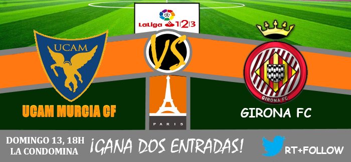 desguaceparis's tweet photo. ¡Gana 2 Entradas!Sorteamos 2 entradas para ver al @UCAMMurciaCF el próximo domingo contra el @GironaFC . RT+Follow.¡Mucha Suerte! #Liga123 https://t.co/cyJscWH8AH
