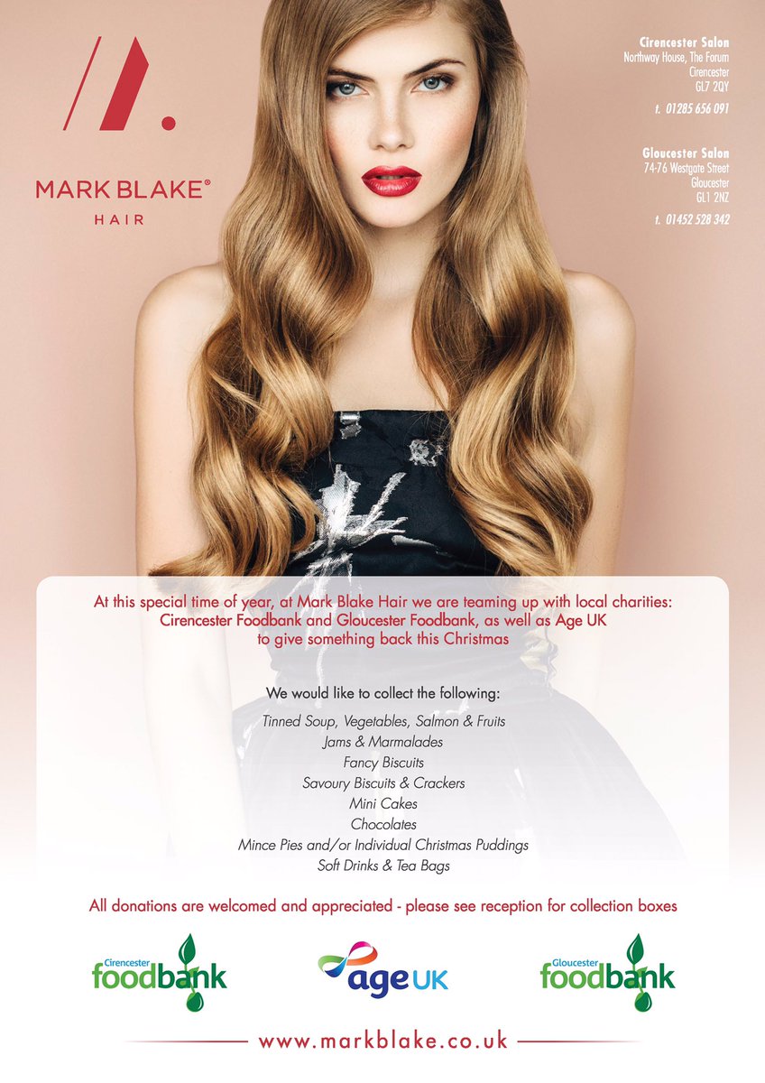 MarkBlake_Hair's tweet photo. Giving back this Christmas with mark Blake hair. #charity #ageuk #foodbank #cirencester #Gloucester #Gloucestershire https://t.co/IrTmcr1b9D
