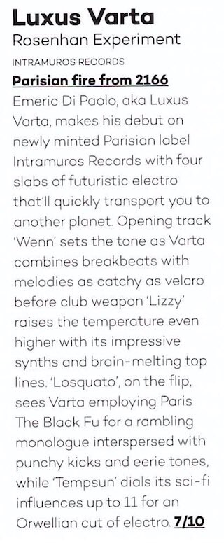 intramurosrec's tweet photo. Nice review on Mixmag ! @luxusvarta 's ep available to download on Boomkat, Juno, ITunes. https://t.co/rWNjUhb0NR