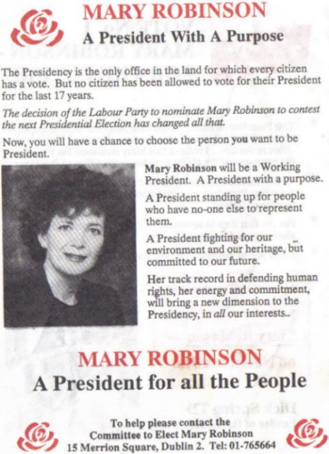 electionlit's tweet photo. #OnThisDay 1990 we voted in Mary Robinson as President https://t.co/HP0SrhW46X