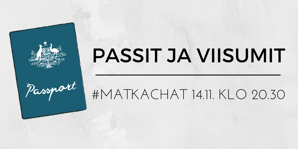 matkachat's tweet photo. Ensi viikolla #matkachat aiheena passit ja viisumit! Retweettaa jos sinulla on joskus ollut ongelmia näiden kanssa. ;) https://t.co/09AYDOiztg