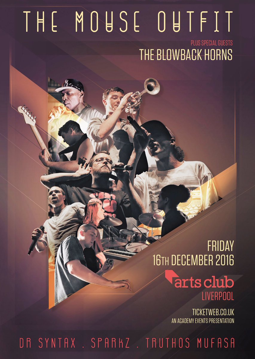 Check out this poster! We'll be supporting @MouseOutfit in #Liverpool💥 get in touch for tickets! #gig #hiphop #funk #brass #horns #rap