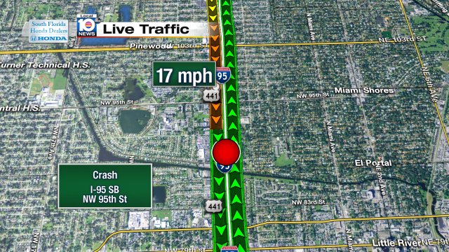 Crash on I-95 SB at NW 95th St #traffic #miami https://t.co/Vi2PIctUs4