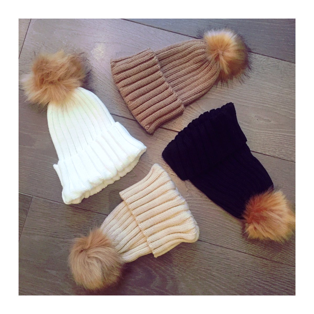 NEW NEW NEW 
Bobble hats - just arrived in black, beige, cream &amp; white! 😍👏🏼 
📞 Call us on 01287634114 to purchase ... We post out too 💌