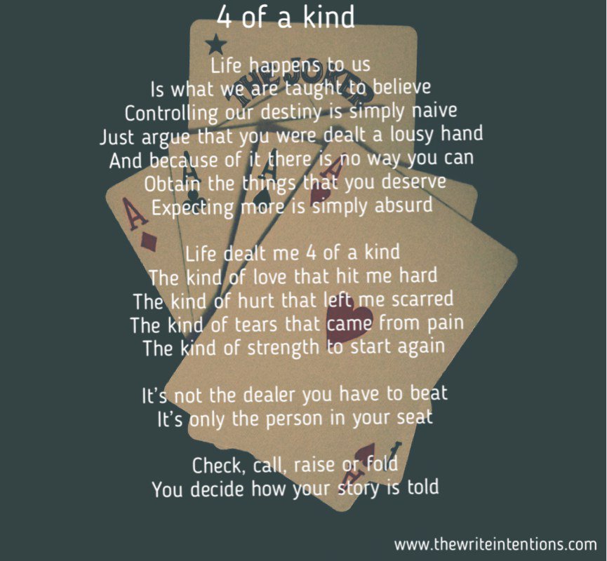 writeintent's tweet image. Four of a kind thewriteintentions.com/2016/11/07/fou…