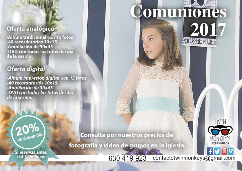 RealTwinMonkeys's tweet photo. Inmortalizamos recuerdos de los días especiales. No te quedes sin esos momentos. #TMProd #comuniones #fotografias #descuentos https://t.co/CjK2WHgaJS