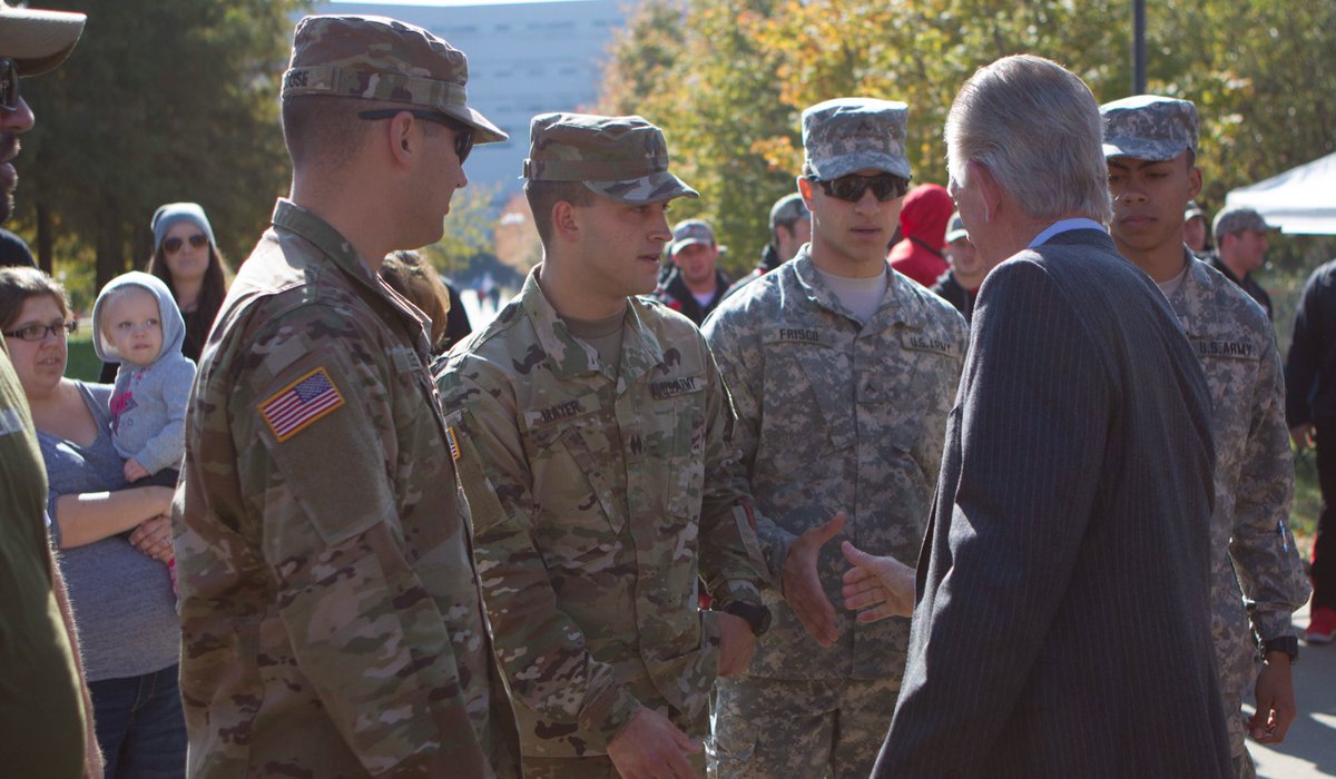 SupportTTF's tweet photo. Coach @TTuberville &amp; the #Bearcats honoring active and veteran military members over the weekend at Military Appreciation Day. https://t.co/SV8BhPvaKn