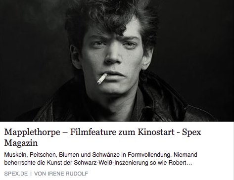 "Niemand beherrschte die Kunst der Schwarz-Weiß-Inszenierung so wie der 1989 gestorbene Robert Mapplethorpe" <a href="/Spex/">SPEX Magazin</a> spex.de/2016/11/02/map…