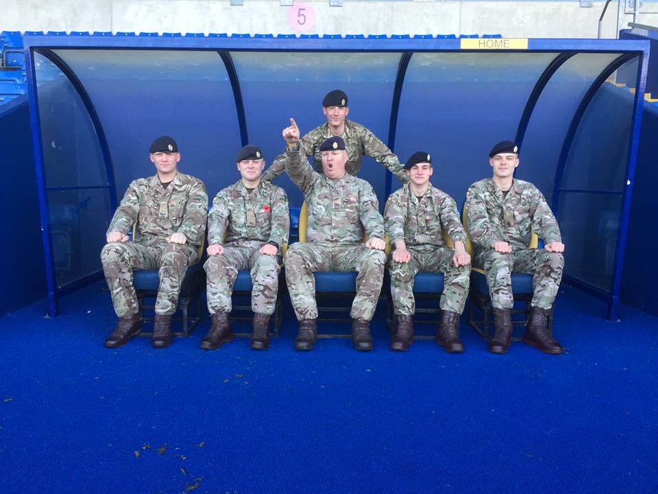 Members of the Regiments Football team on a visit to the Kassam Stadium the home of League One side Oxford United. #winners