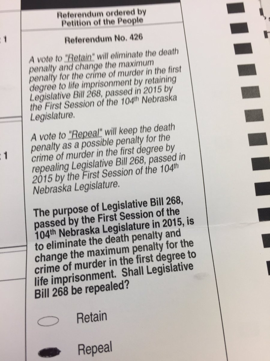 NE4DeathPenalty's tweet photo. Support Nebraska's death penalty by voting REPEAL when you go to the polls on Tuesday. #VoteRepeal https://t.co/yxXfBPtesL