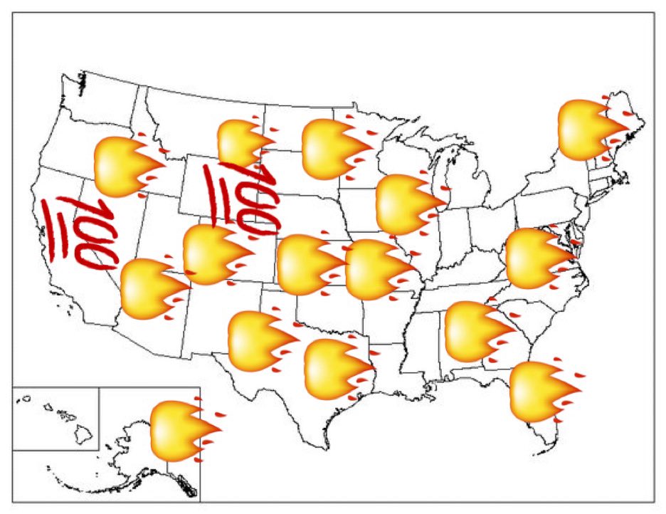 PaperWash's tweet photo. Here is what the electoral map would look like if only millennials voted in the election https://t.co/QSialAhyEx